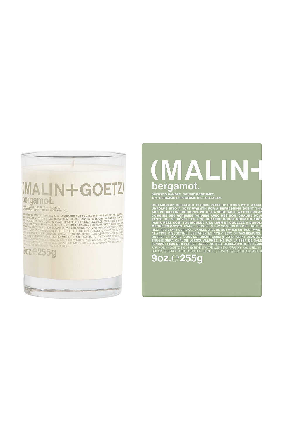 Malin + Goetz Bergamot Scented Candle In Green