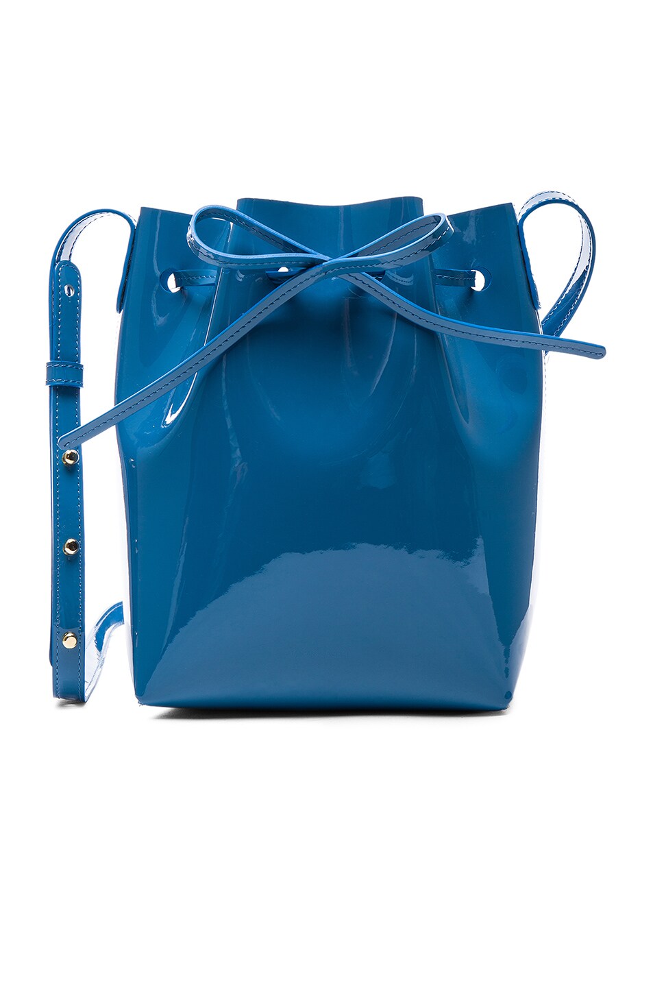Image 1 of Mansur Gavriel Mini Bucket Bag in Sea Blue Patent
