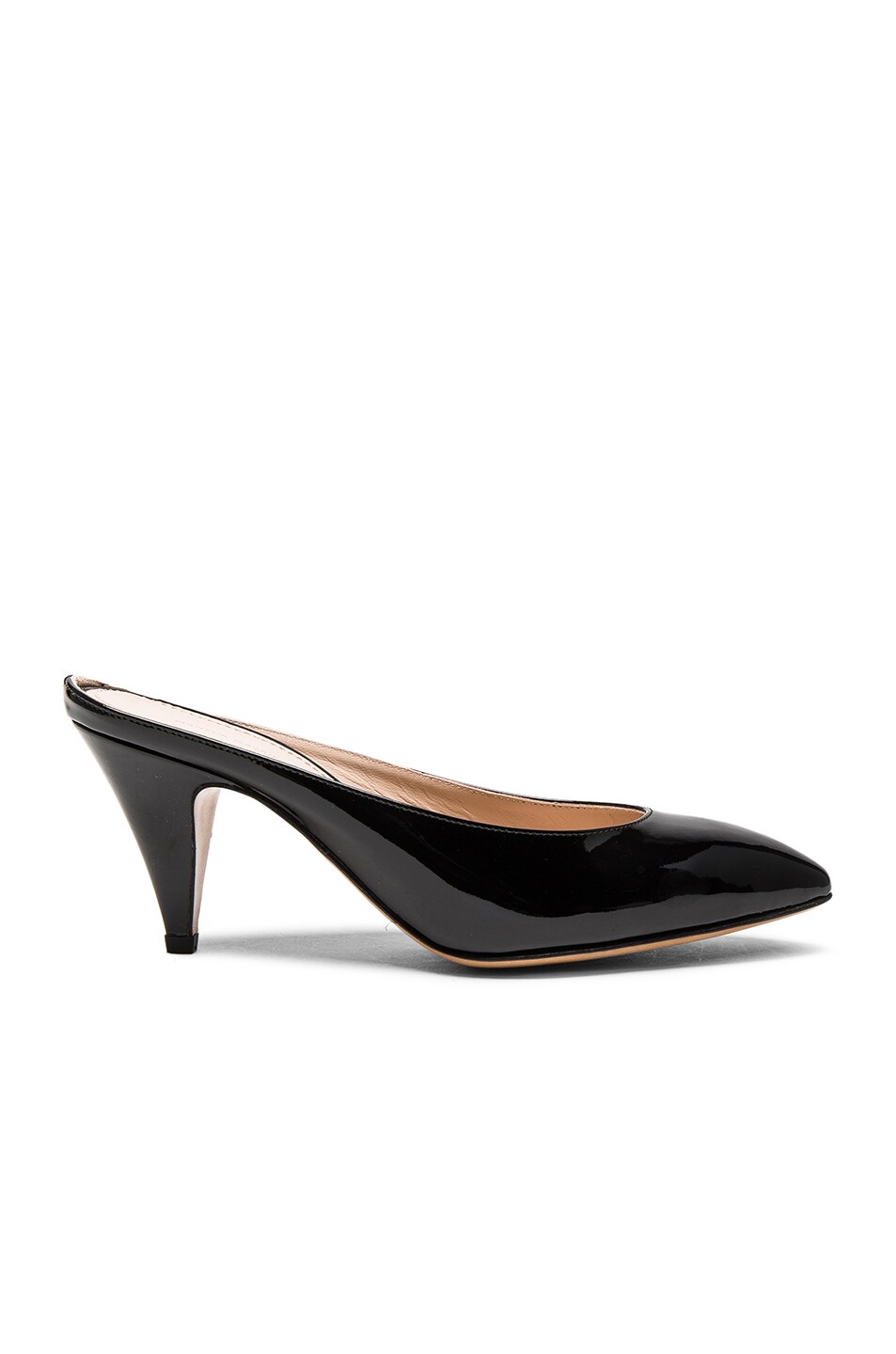 Image 1 of Mansur Gavriel Patent Leather Heel Slippers in Black Patent