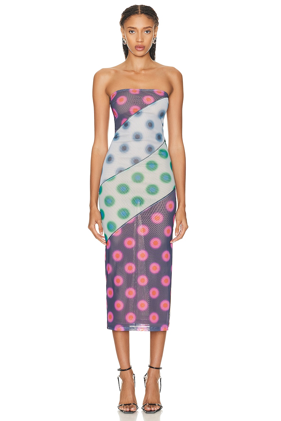 Image 1 of Miaou Lila Dress in Polka Dot Patchwork