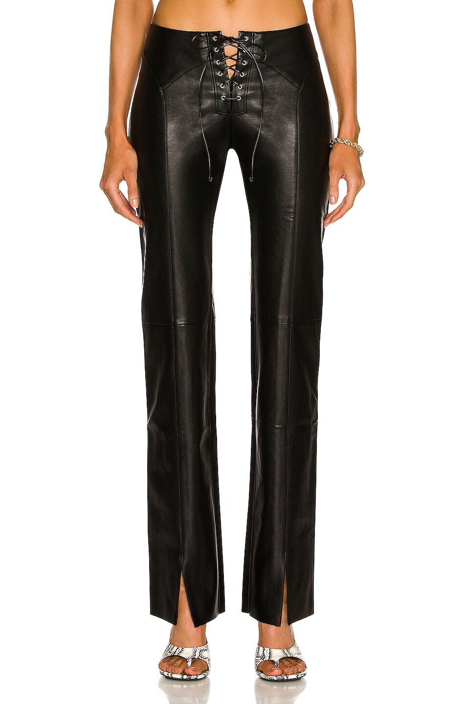 Miaou Element Lace Up Pant in Black | FWRD