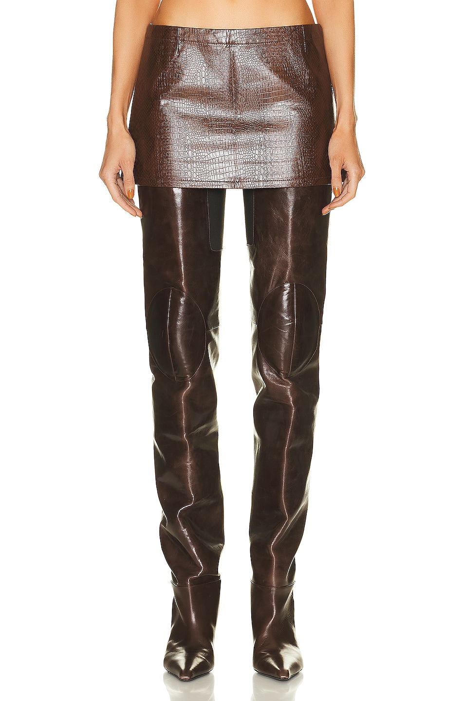 Image 1 of Miaou Fig Skirt in Chocolate Python