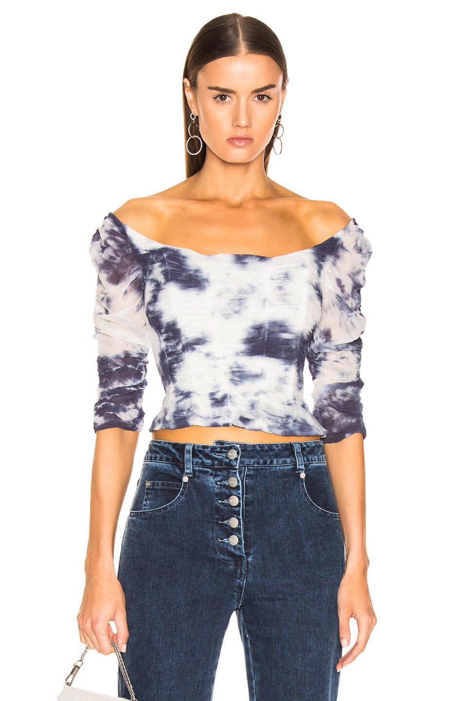 Image 1 of Miaou Madeline Top in Indigo Tie Dye