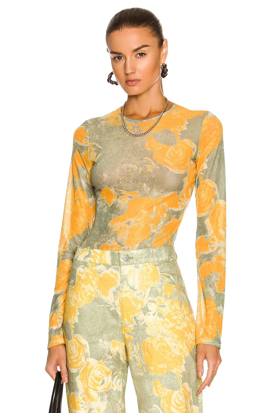 Image 1 of Miaou Long Sleeve Tee in Decades Yellow