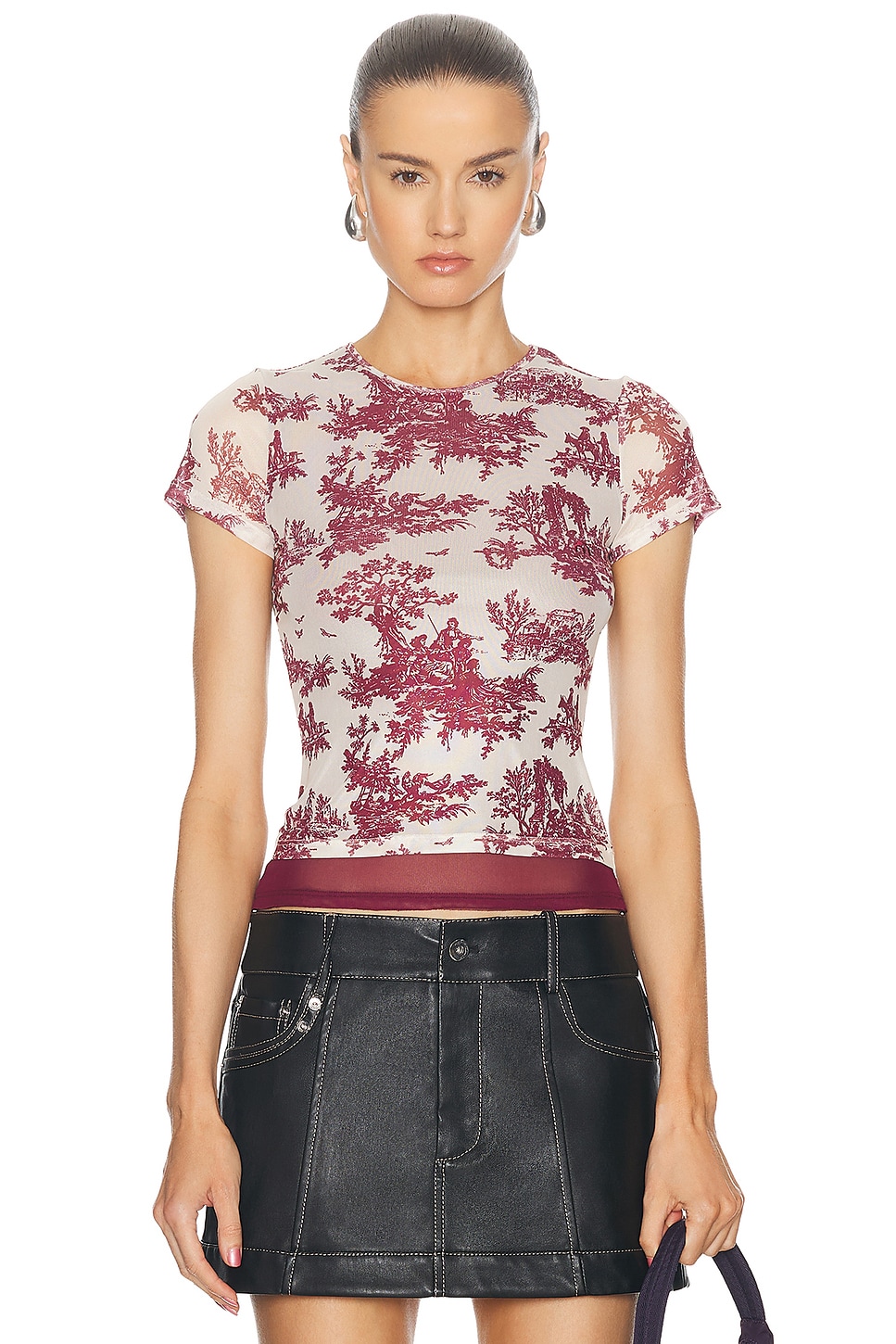 Image 1 of Miaou Mini Tee in Maroon Toile