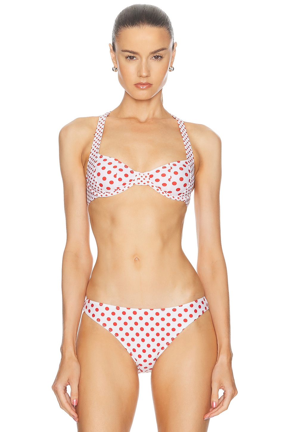 Shop Miaou Luz Bikini Top In White Polka Dot