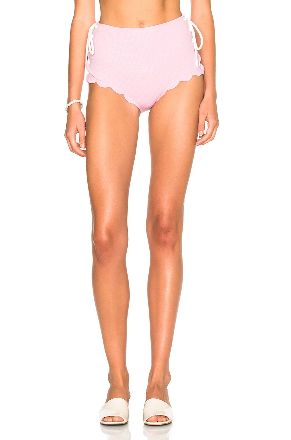 Image 1 of Marysia Swim FWRD Exclusive Palm Springs Lace Up Bikini Bottom in Pale Pink