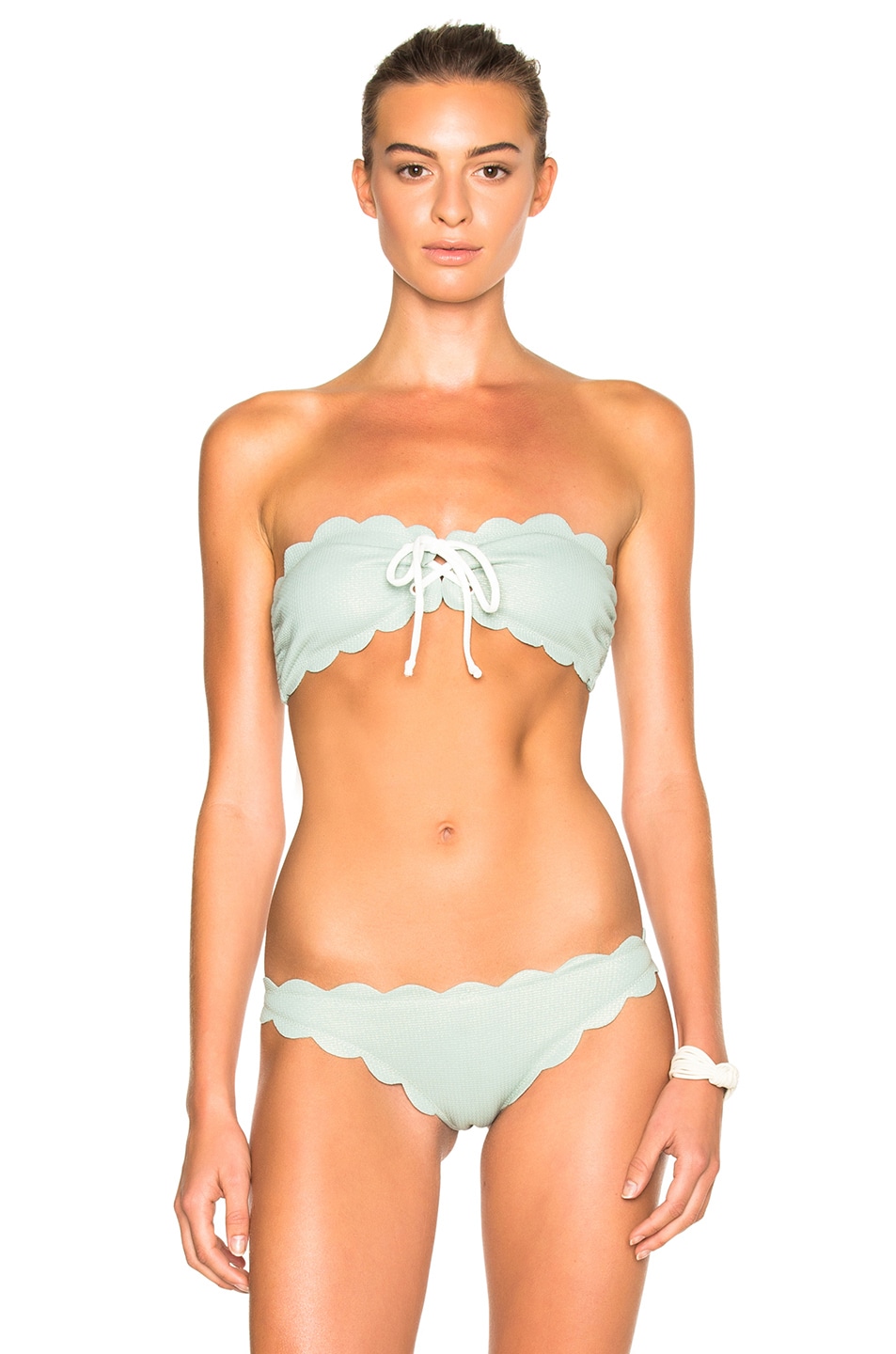 Image 1 of Marysia Swim FWRD Exclusive Antibes Lace Up Bikini Top in Pale Blue