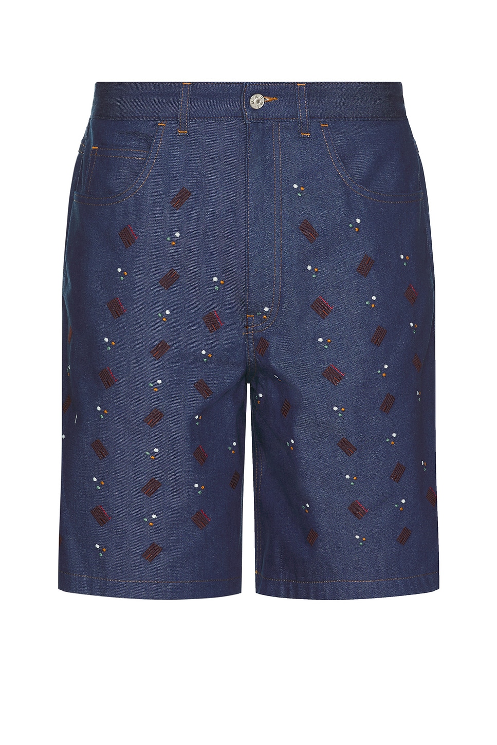 Image 1 of Marni Embellished Denim Shorts in Blue