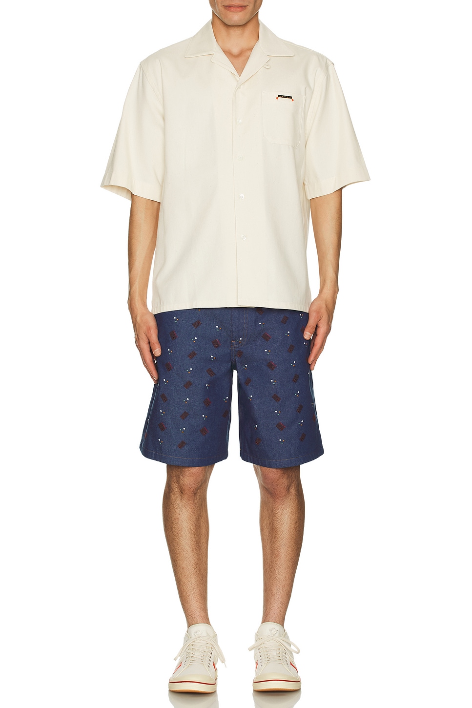 Image 1 of Marni Embellished Denim Shorts in Blue