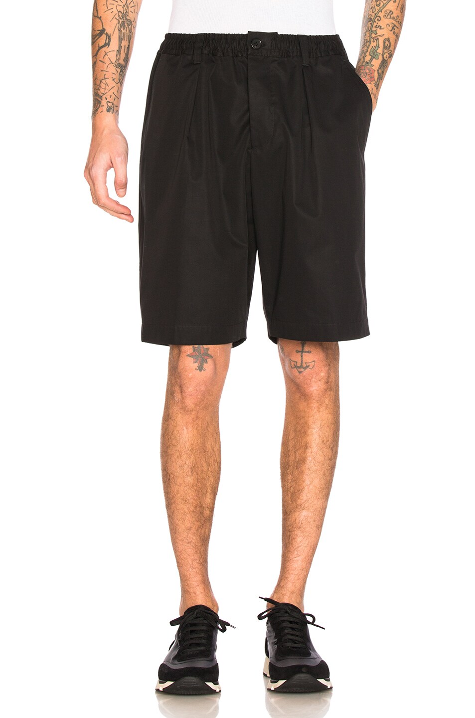 Image 1 of Marni Light Washed Cotton Twill Shorts in Black