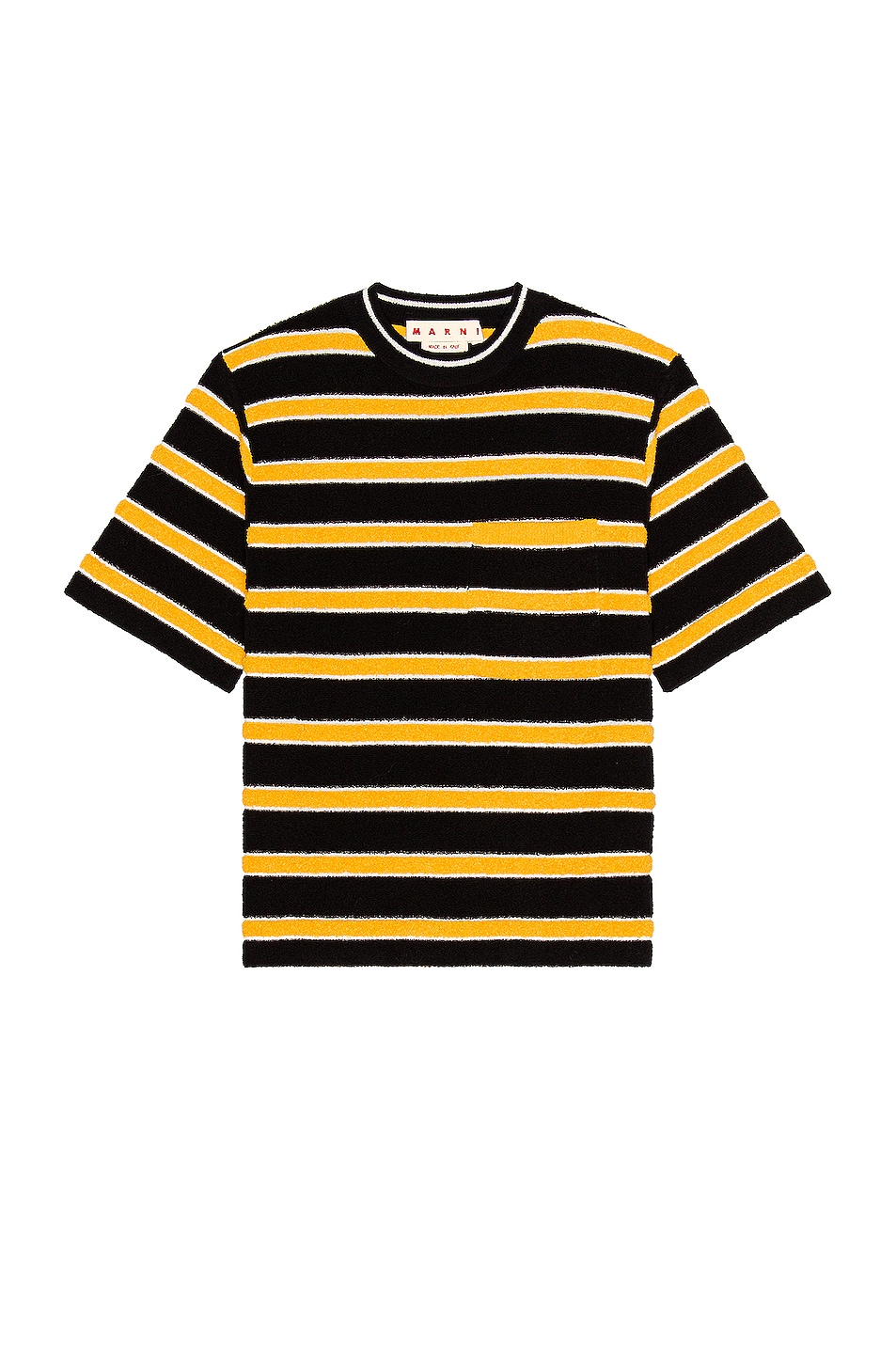 Image 1 of Marni Short Sleeve Roundneck Striped Sweater in Black