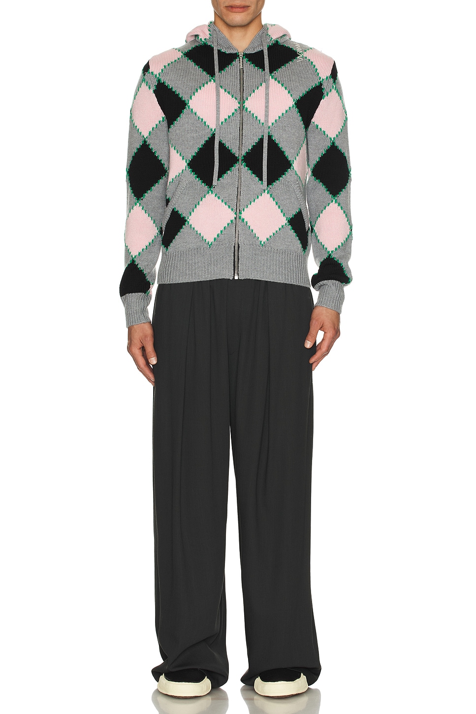 Image 1 of Marni Diamond Knit Cardigan in Neutral Grey