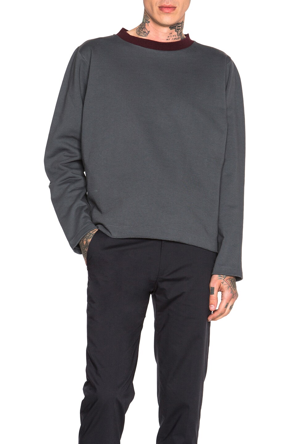 Image 1 of Marni Contrast Collar Sweatshirt in Grey