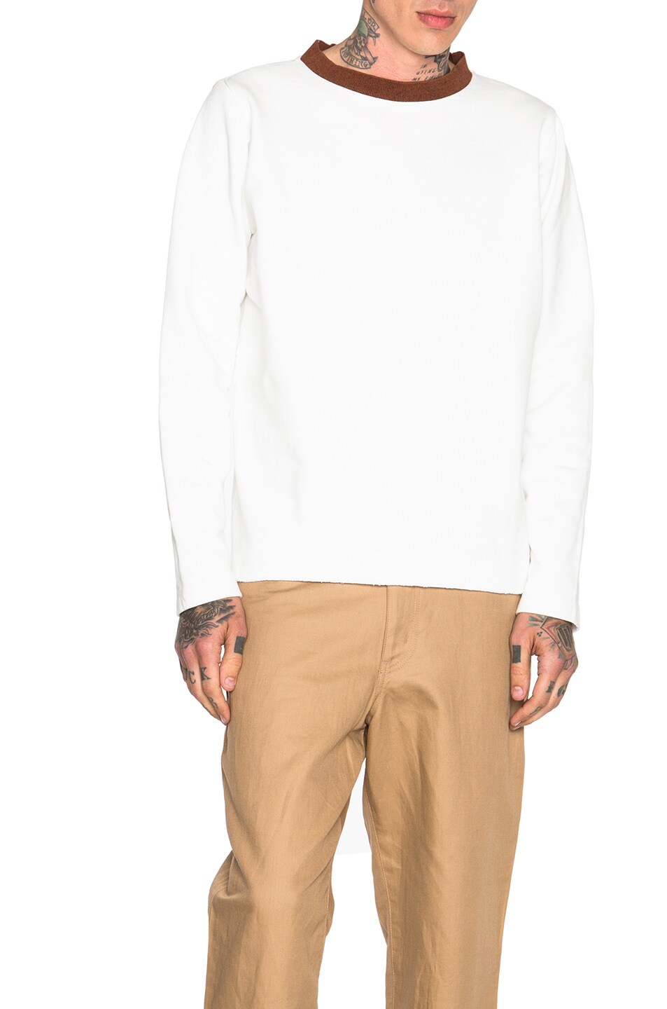Image 1 of Marni Contrast Collar Sweatshirt in Off White