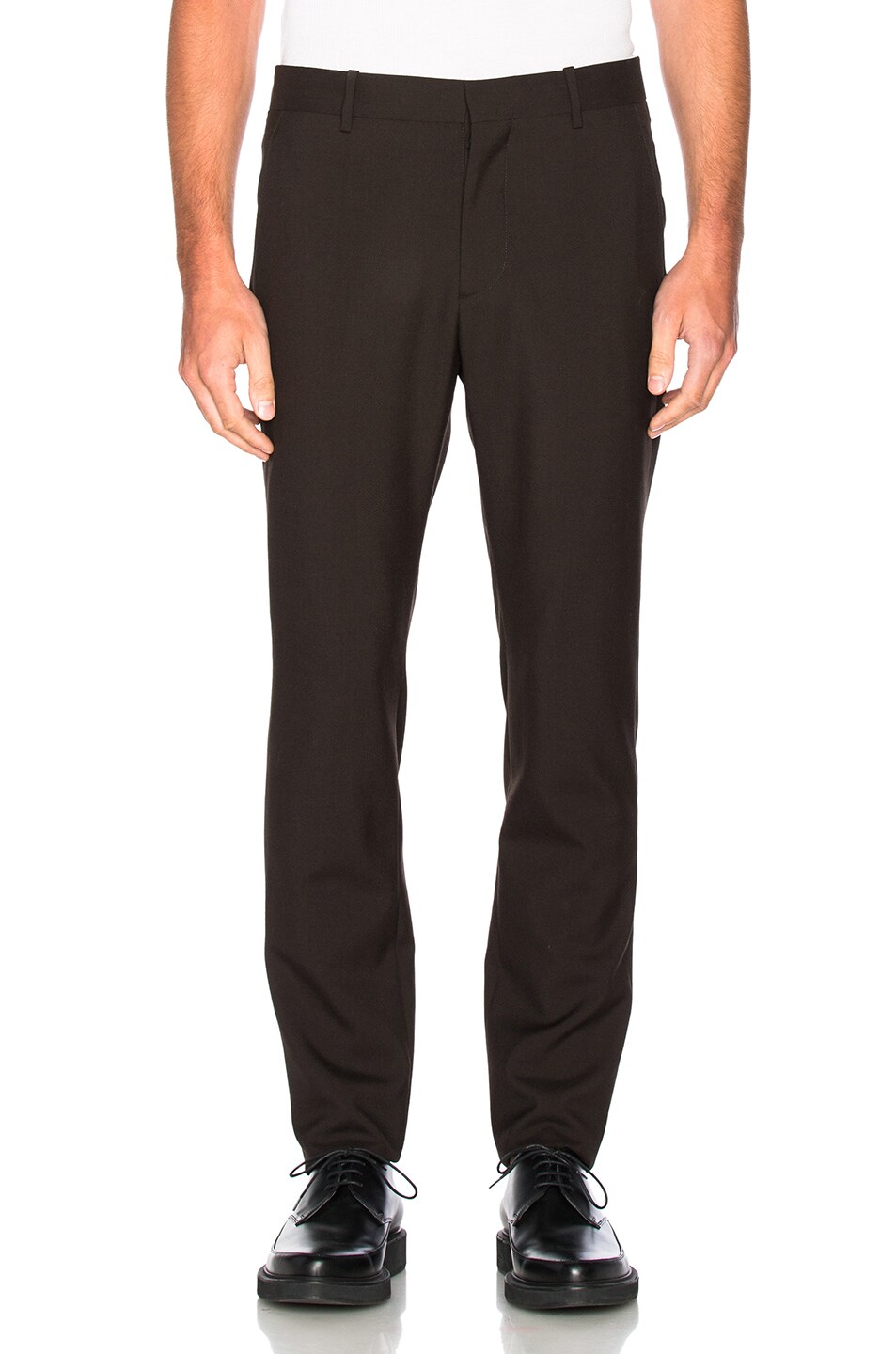Image 1 of Marni Tropical Wool Slim Trousers in Brown