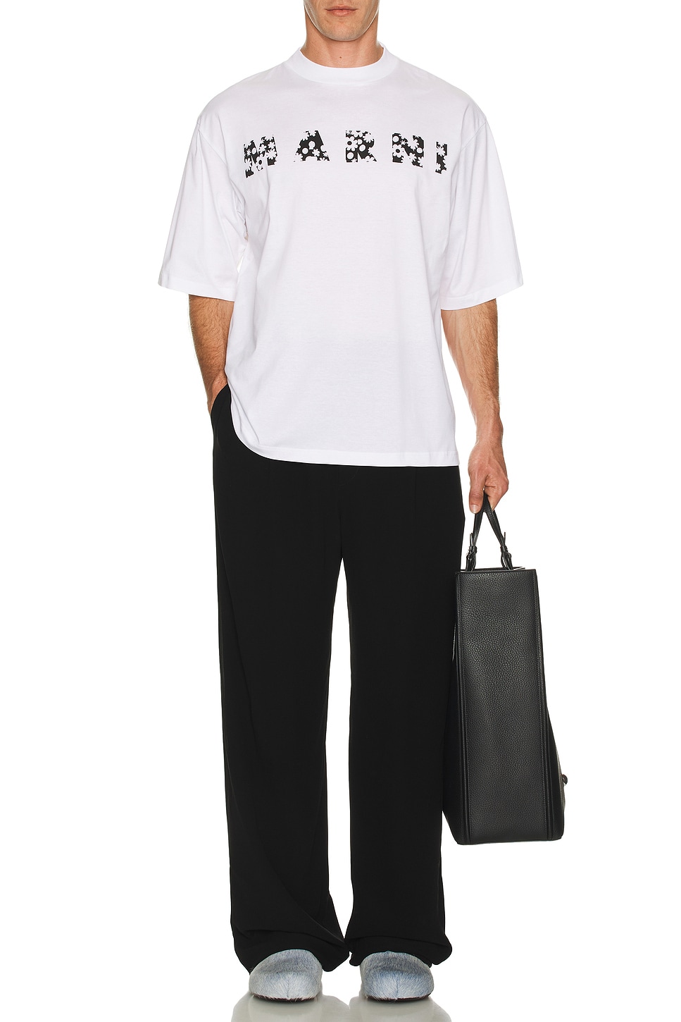 Image 1 of Marni Logo T-Shirt in Lily White