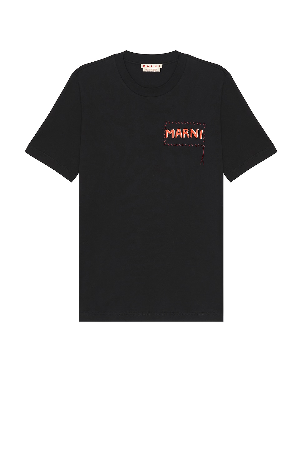 Marni Mens Black Embroidered Logo-patch Crewneck Cotton-jersey T-shirt