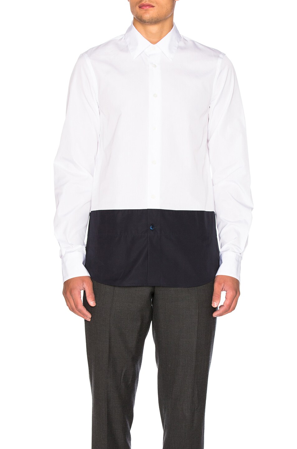Image 1 of Marni Color Block Shirt in White & Navy