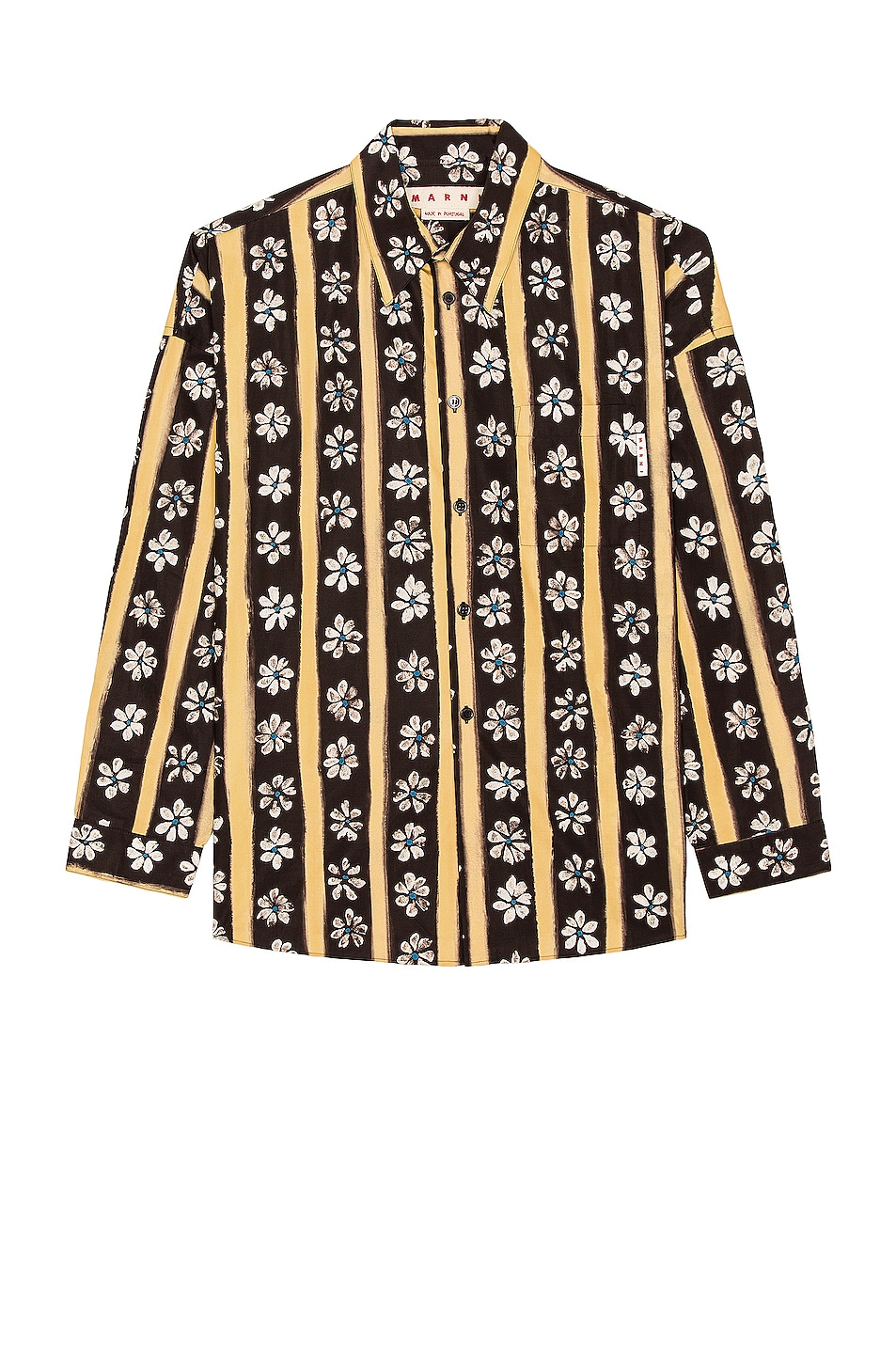 Image 1 of Marni Long Sleeve Striped Floral Shirt in Black