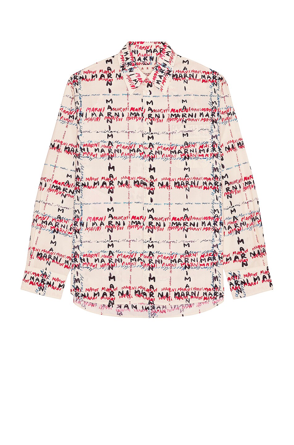Image 1 of Marni Long Sleeve Printed Shirt in Antique White