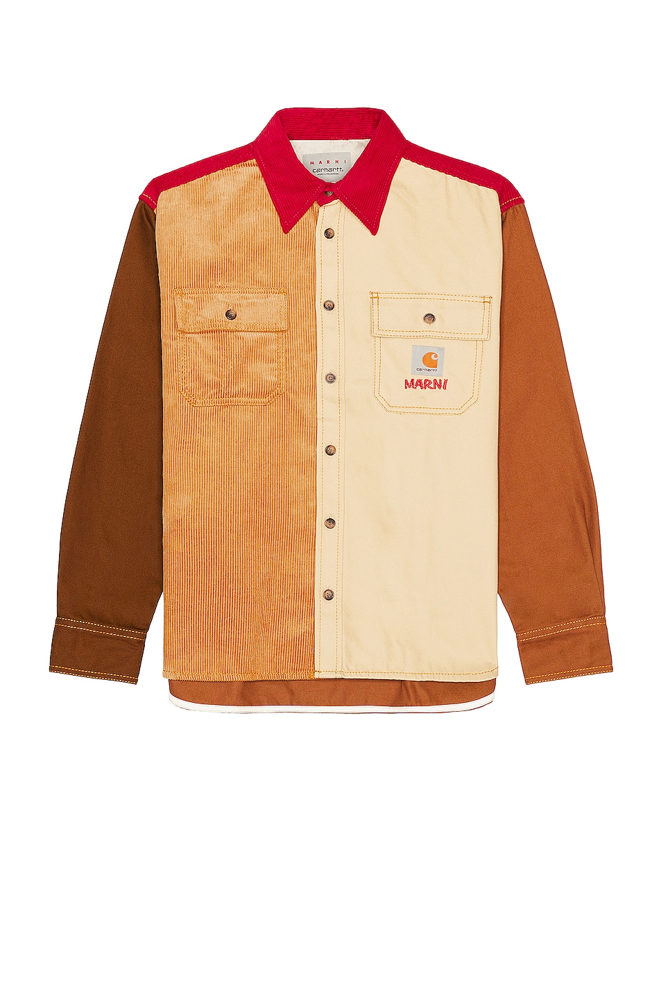 Image 1 of Marni X Carhartt Patchwork Shirt In Tobacco in Tobacco