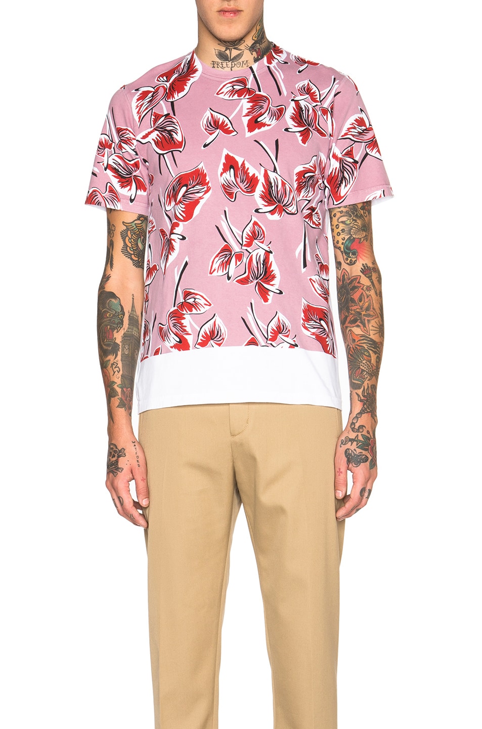Image 1 of Marni Printed Regular Fit Tee in Pink & Red
