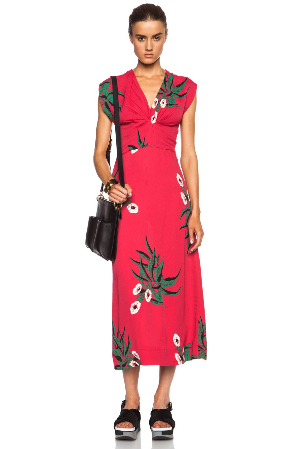 Image 1 of Marni Sable Sleeveless Viscose-Blend Dress in Rouge Red