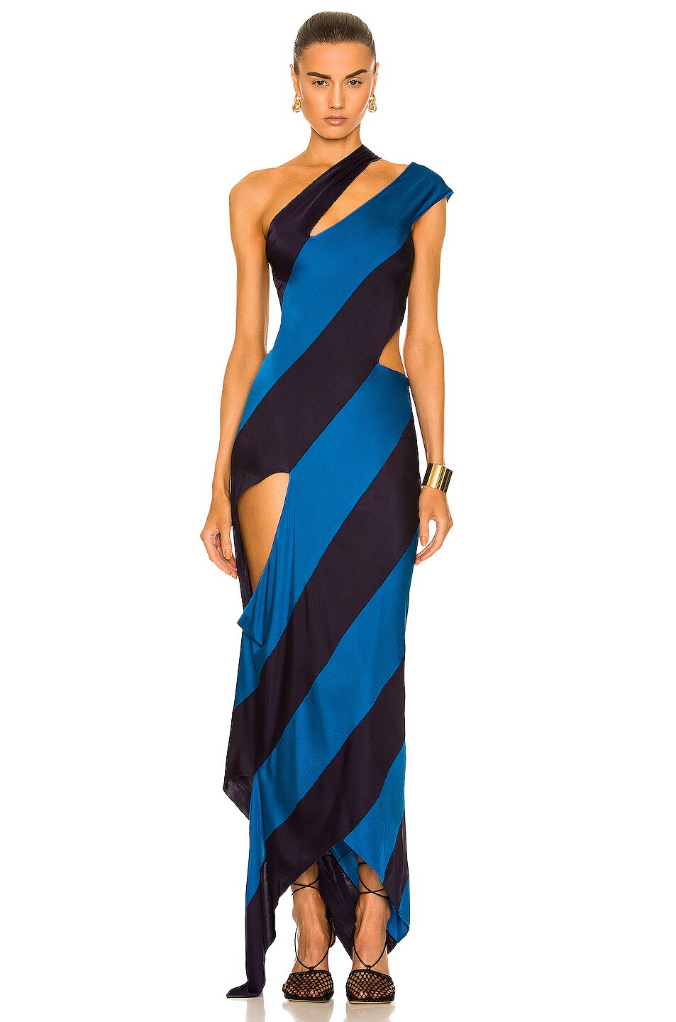 Image 1 of Marni Asymmetric Dress in Blue Black