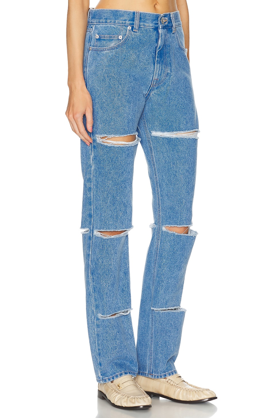 Shop Marni Distressed Straight Leg In Cobalt