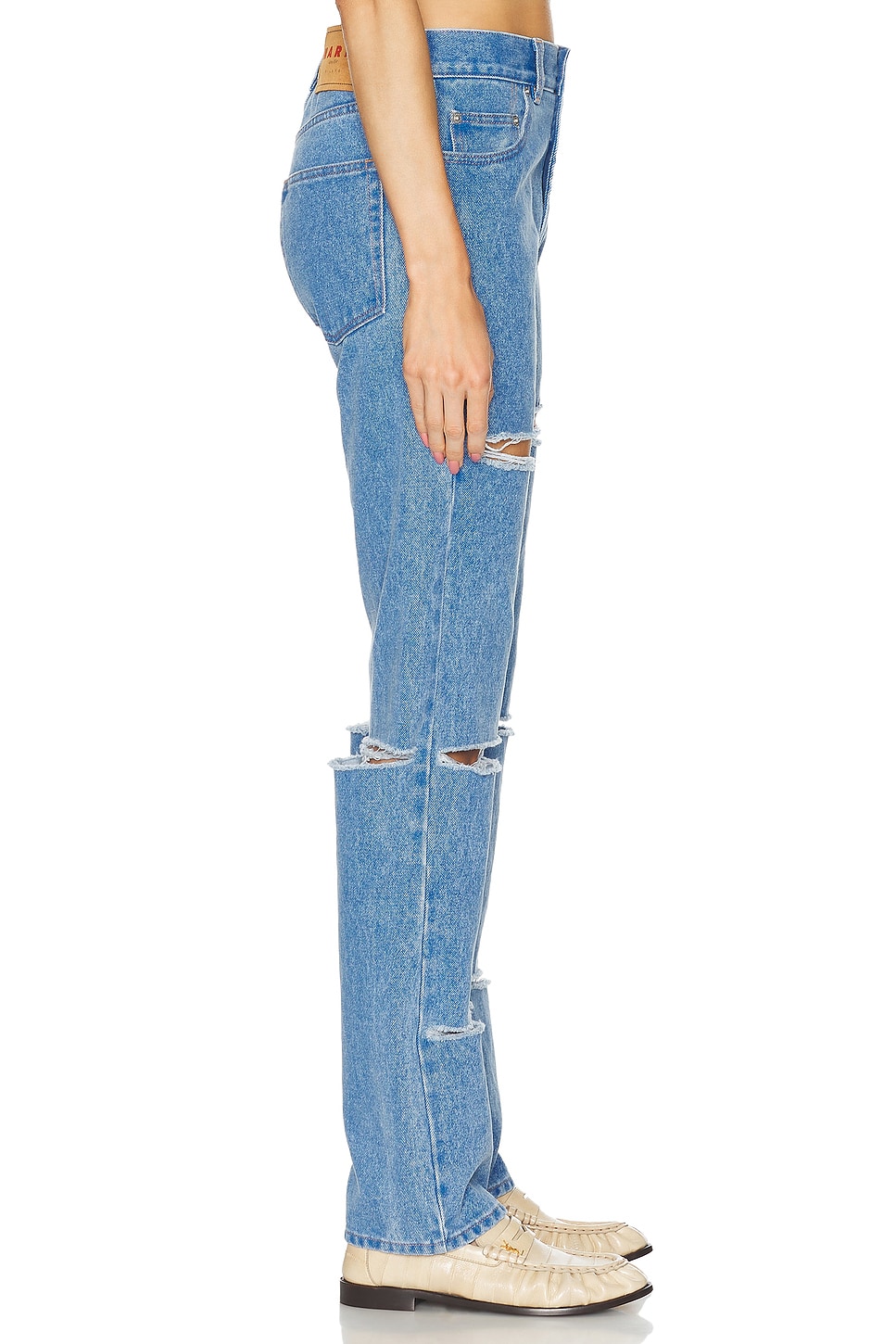 Image 3 of Marni Distressed Straight Leg Jeans in Cobalt