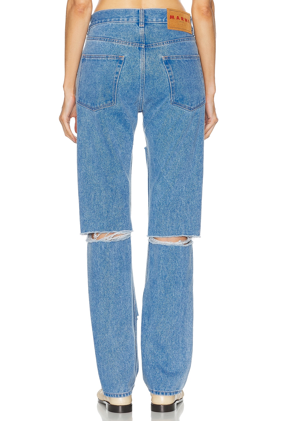 Image 4 of Marni Distressed Straight Leg Jeans in Cobalt