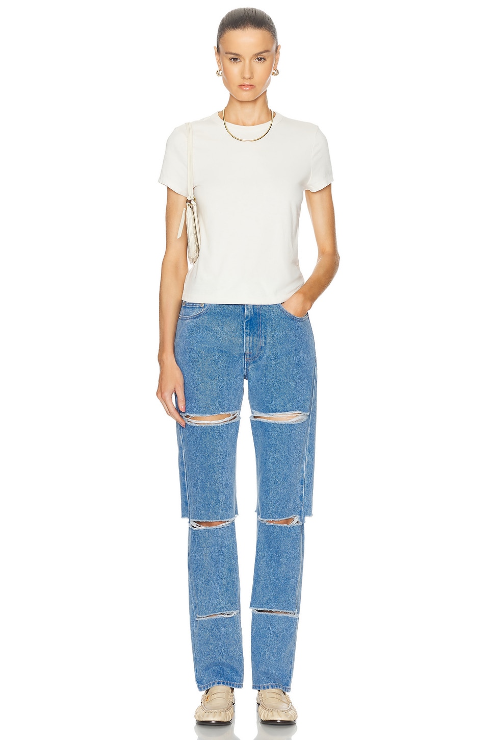 Image 5 of Marni Distressed Straight Leg Jeans in Cobalt