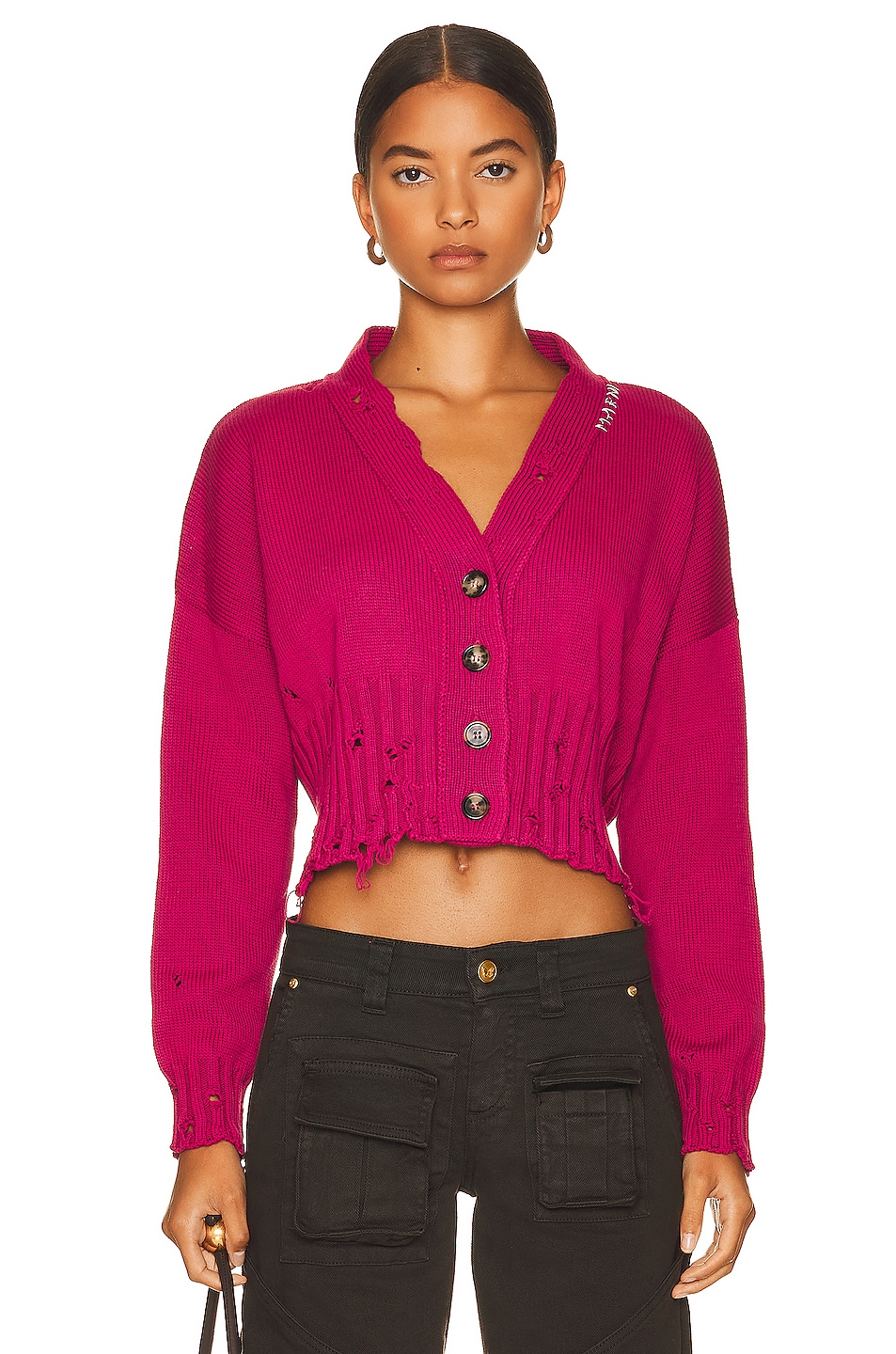 Image 1 of Marni Cropped Cardigan in Cherry