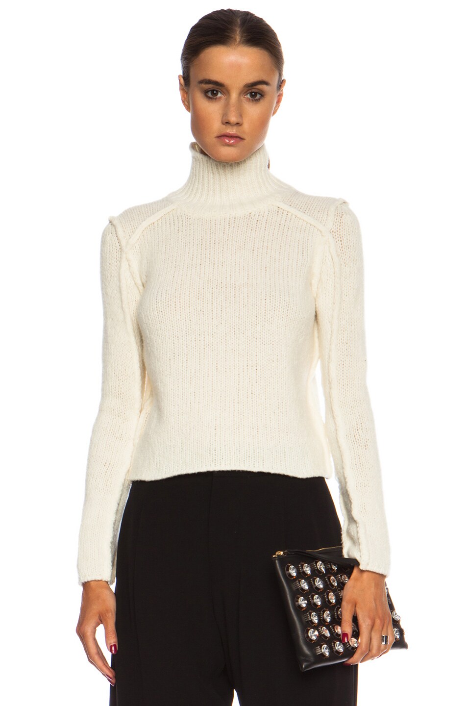 Image 1 of Marni Turtleneck Wool-Blend Sweater in Cream