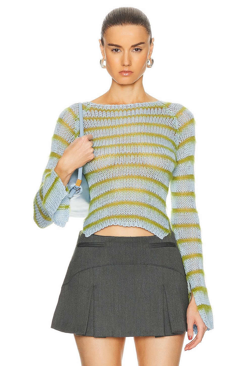 Image 1 of Marni Round Neck Loose Sweater in Iris Blue
