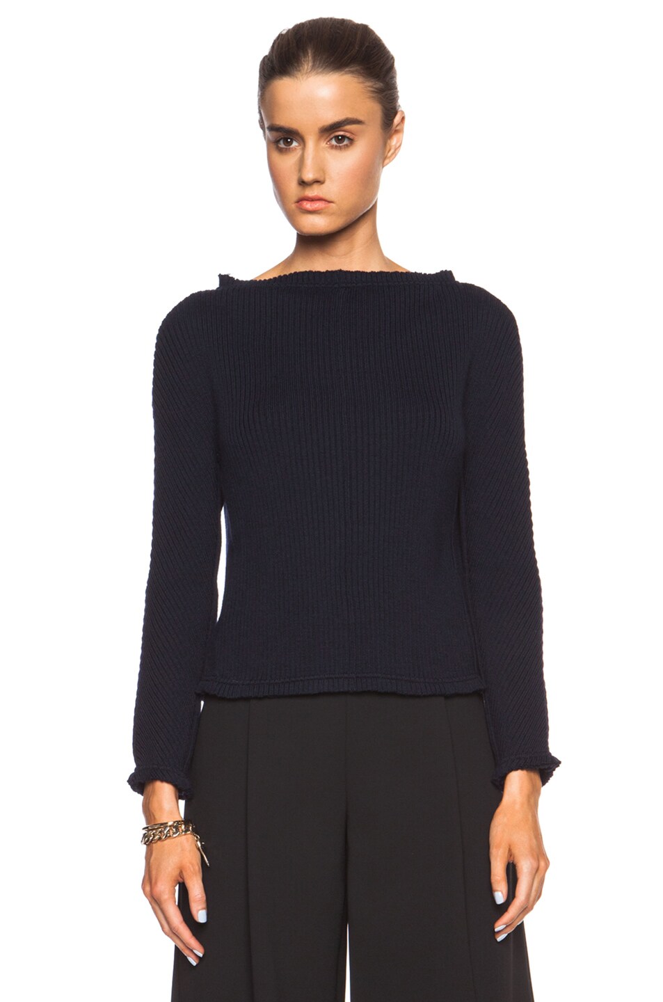 Image 1 of Marni Wool Boat Neck Sweater in Abyss