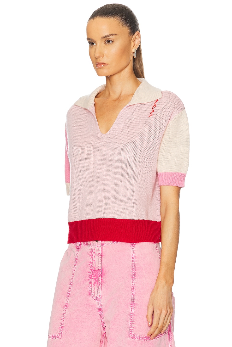 Image 3 of Marni Short Sleeve Sweater in Pink Gummy