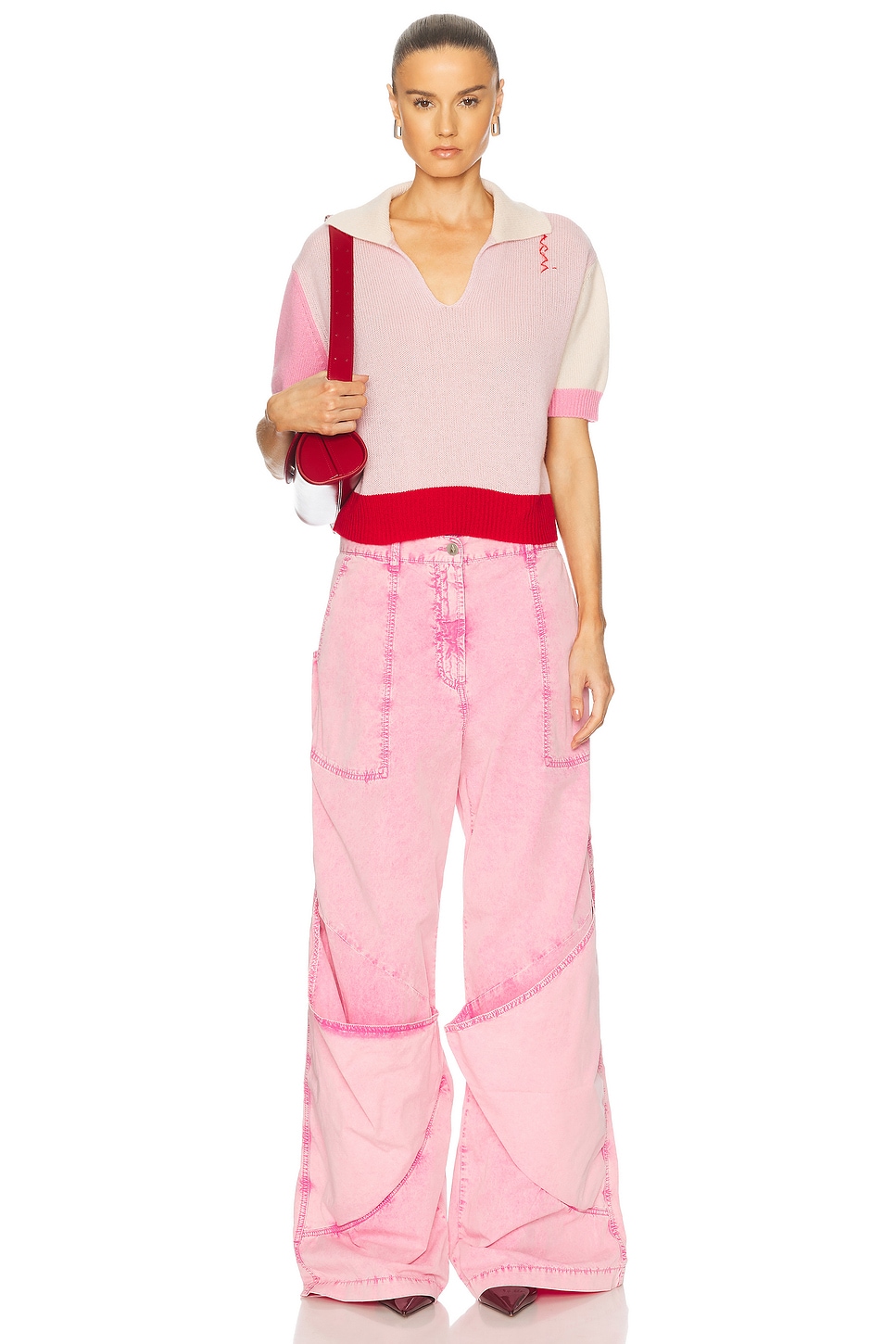 Image 5 of Marni Short Sleeve Sweater in Pink Gummy