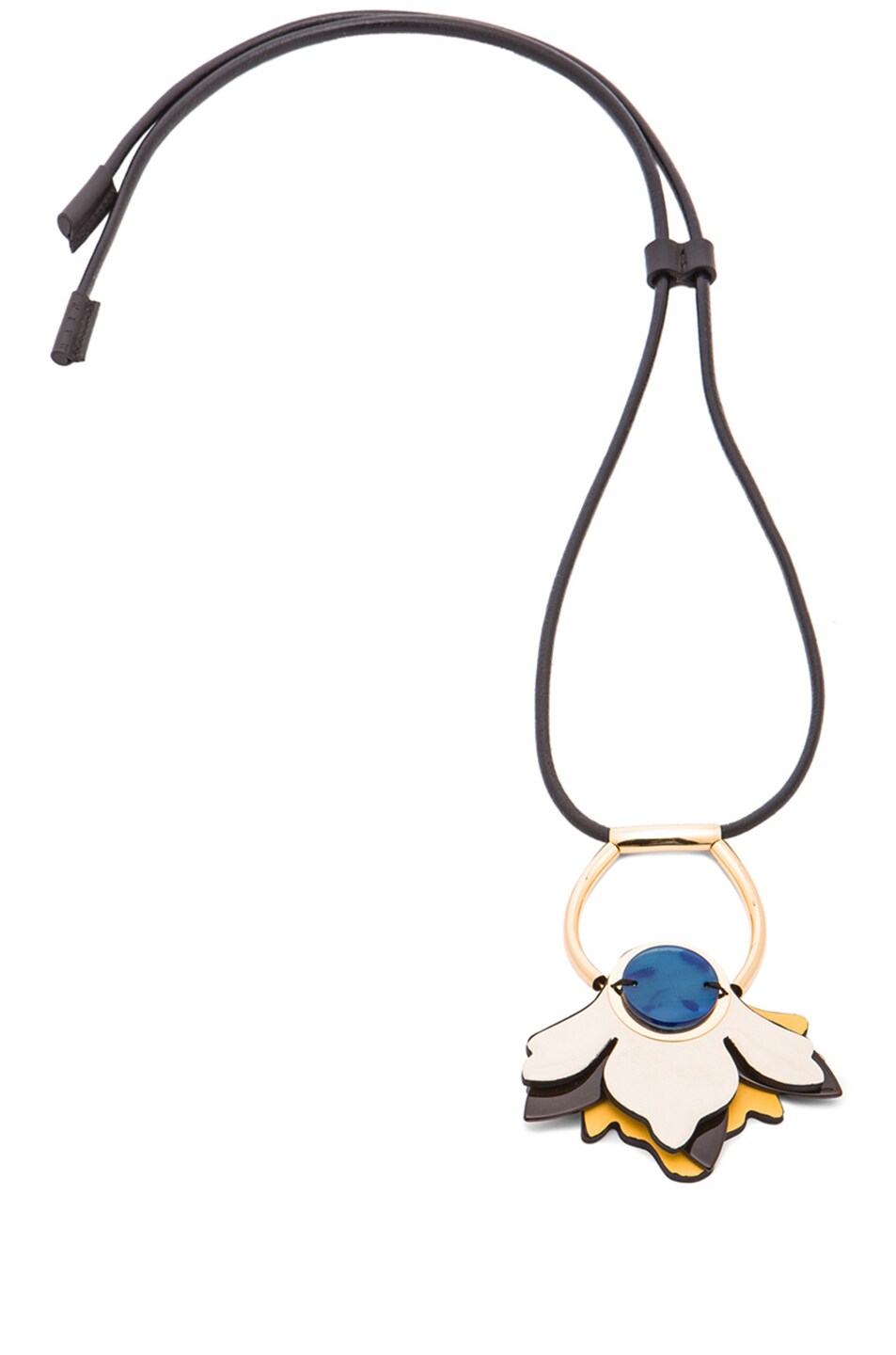 Image 1 of Marni Leather Necklace in Limestone