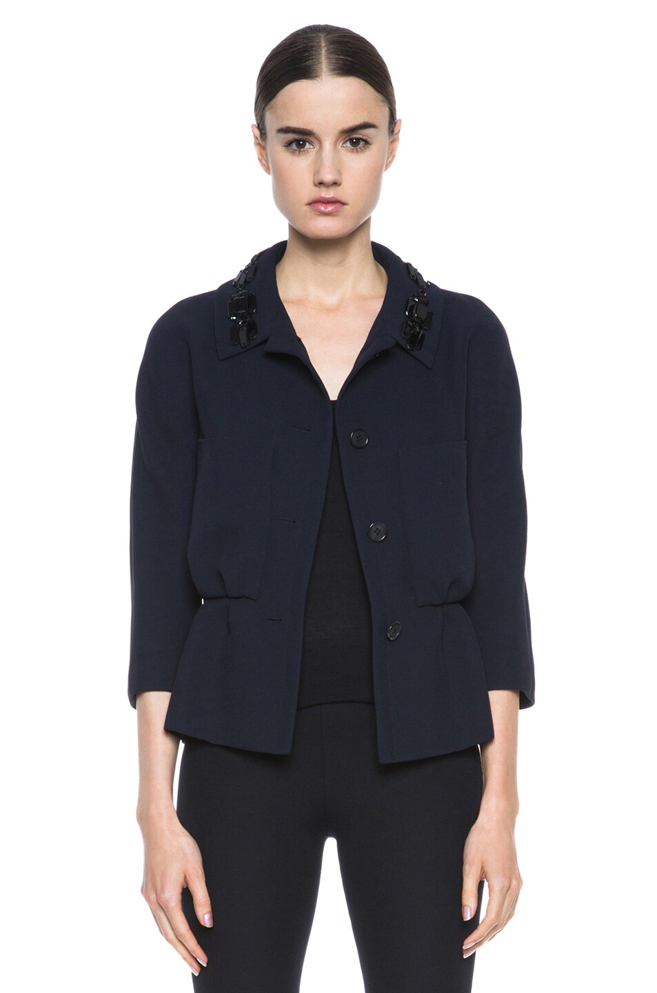 Image 1 of Marni Compact Cady Crepe Jacket in Blue & Black