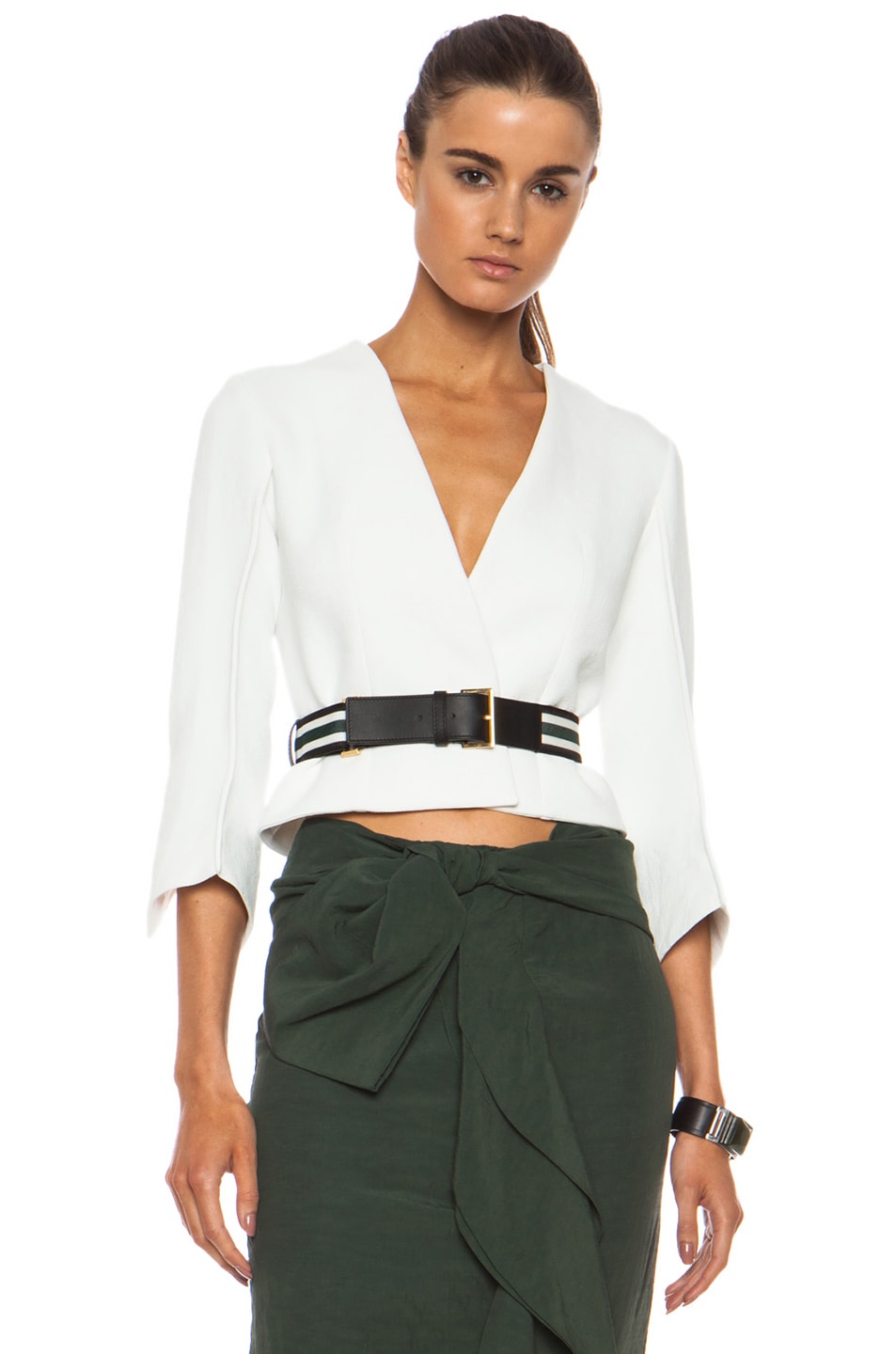 Image 1 of Marni Cropped Poly-Blend Jacket in Lily White