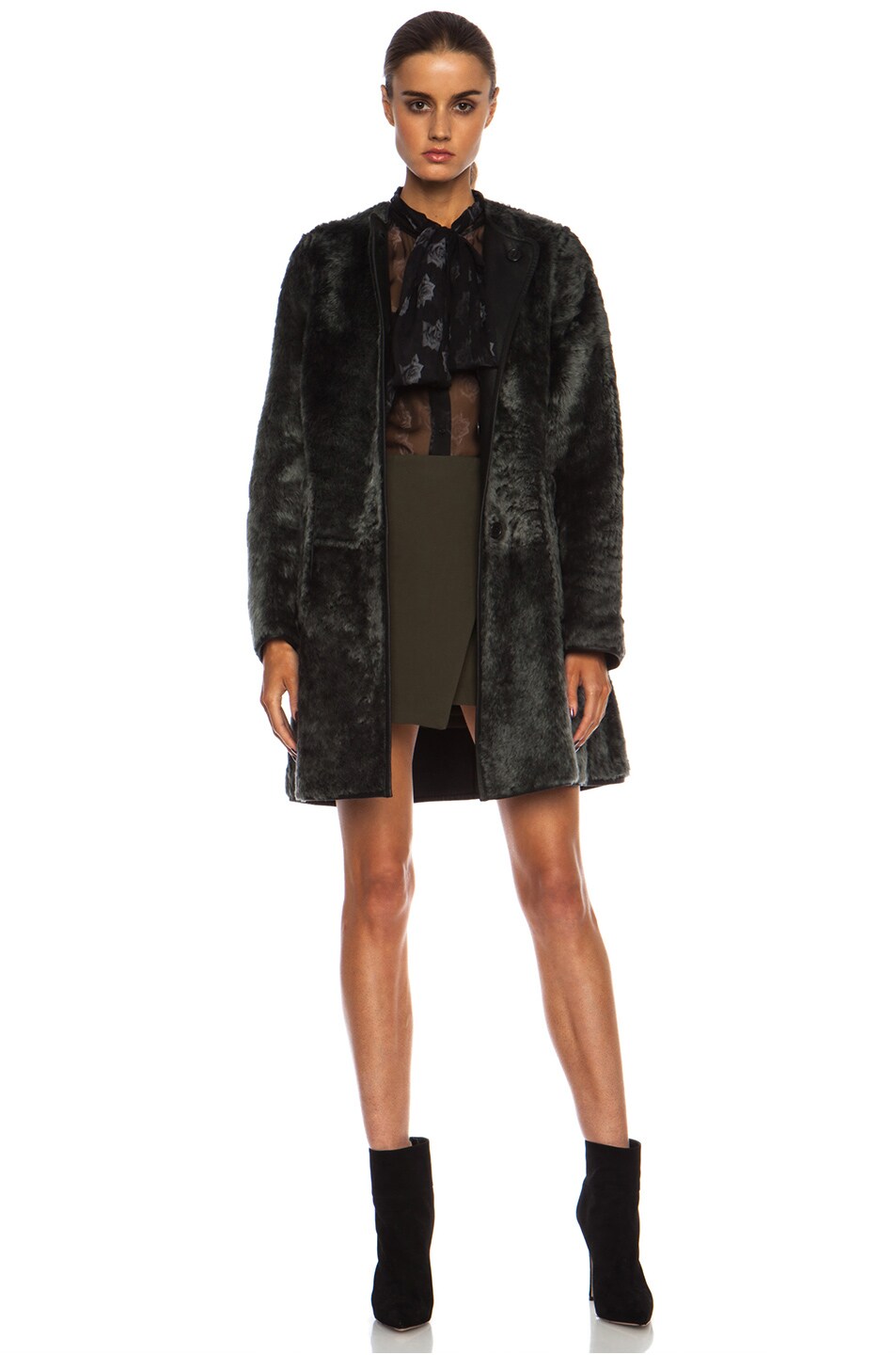Image 1 of Marni Reversible Shearling Jacket in Forest Night