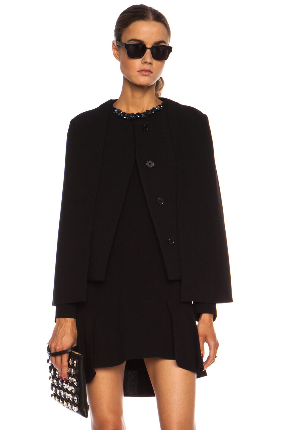 Image 1 of Marni Double Face Crepe Wool Jacket in Coal