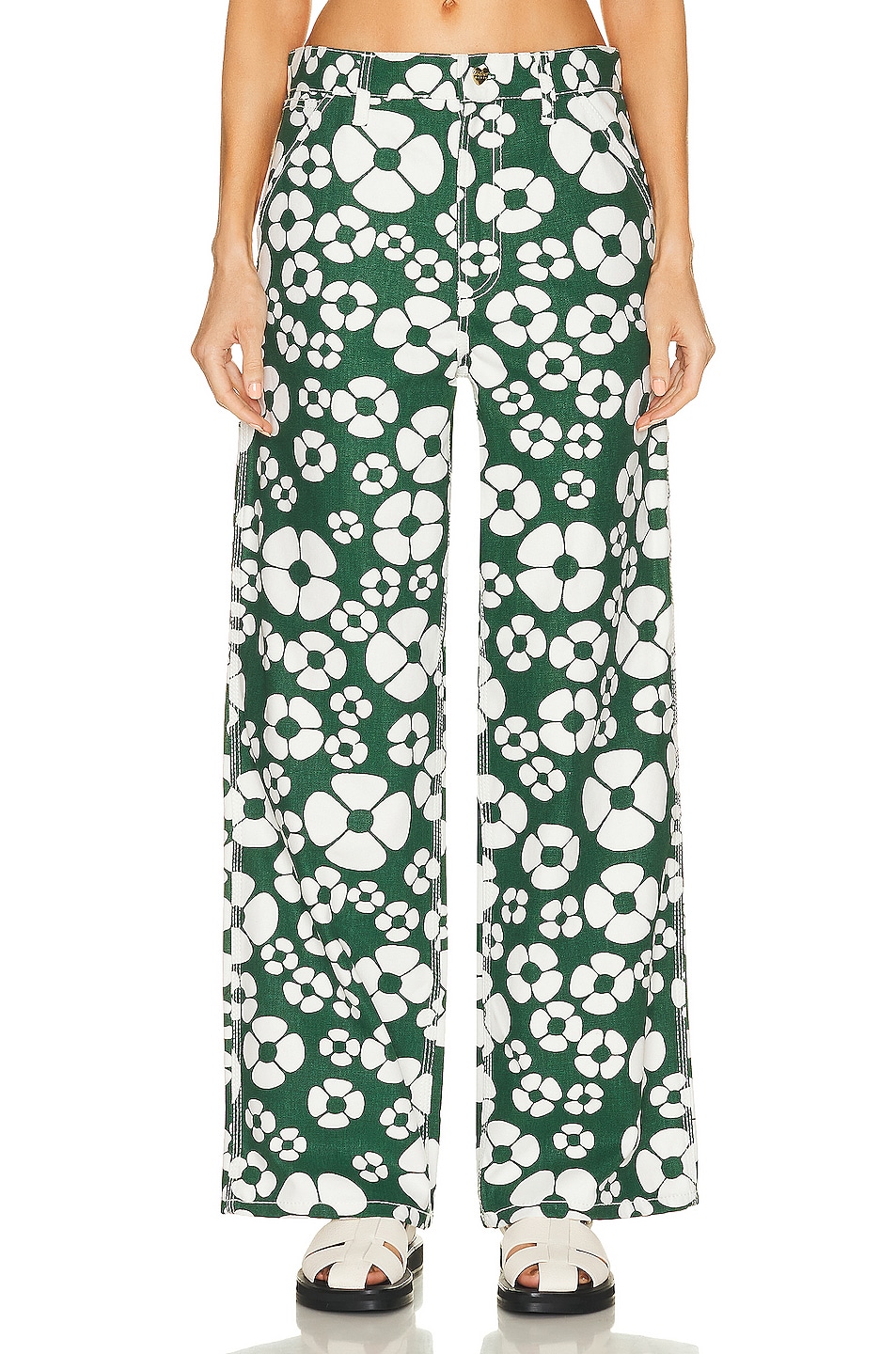 Image 1 of Marni x Carhartt Floral Trouser in Forest Green