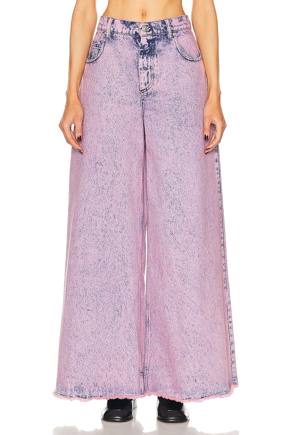Image 1 of Marni Marble Dyed Flared Trousers in Pink Gummy