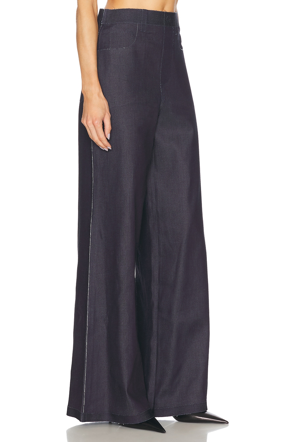Marni Wide Leg Cotton Jeans With Raw Finish