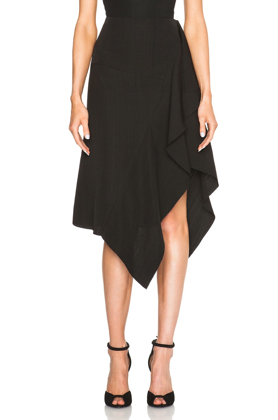 Image 1 of Marni Asymmetrical Midi Skirt in Coal