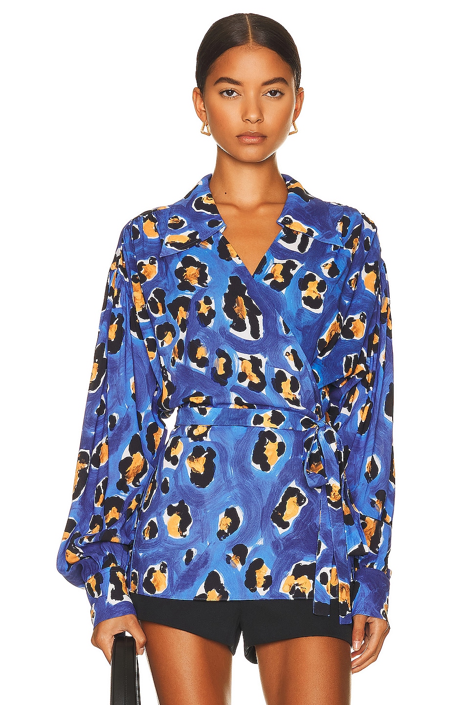 Image 1 of Marni Long Sleeve Wrap Top in Ink