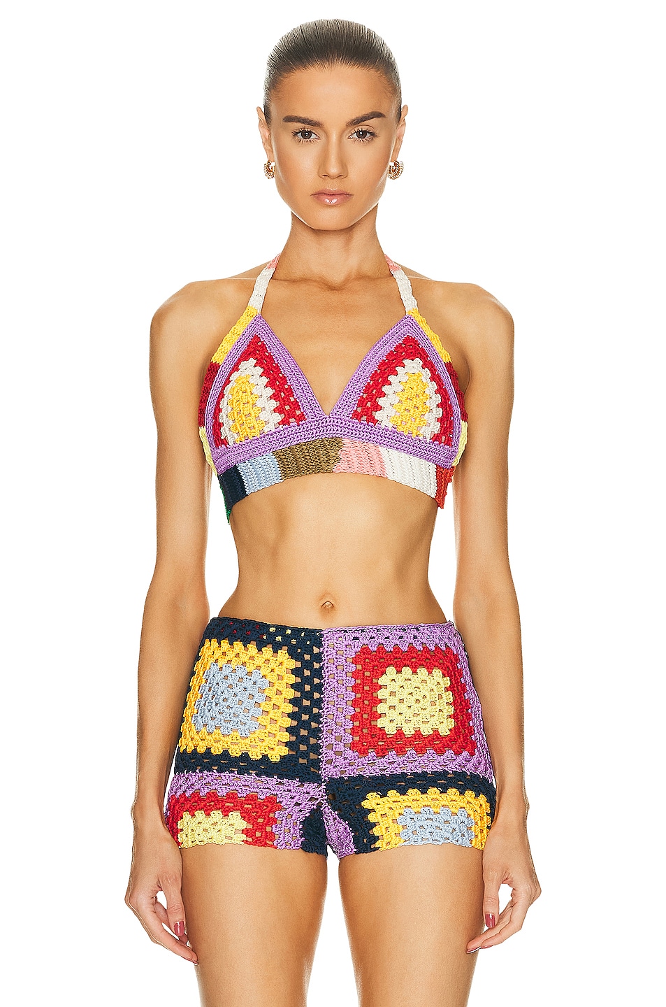 Image 1 of Marni x No Vacancy Inn Crochet Halter Bra Top in Multicolor